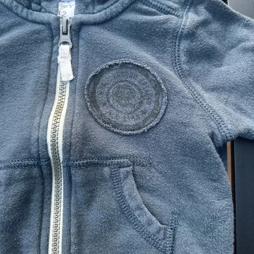 Carter’s Baby Boys Blue Zip-Up Hoodie Sweatshirt Size 12 Months